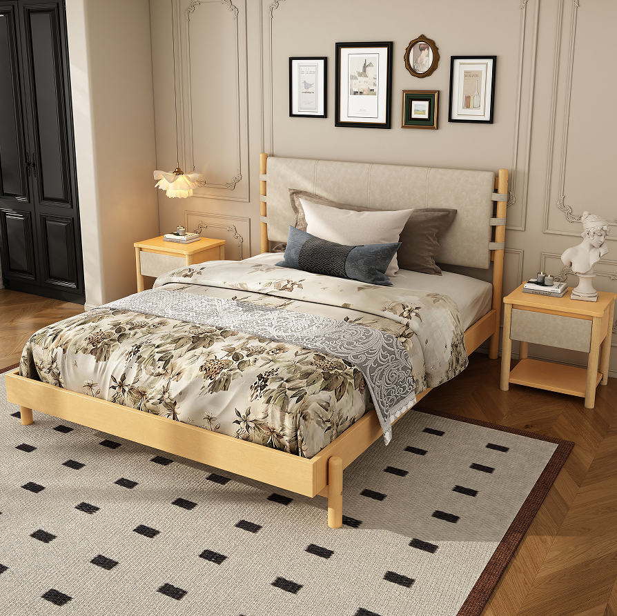 Modern 3-Piece Queen Bedroom Set – Bed Frame with 2 Nightstands