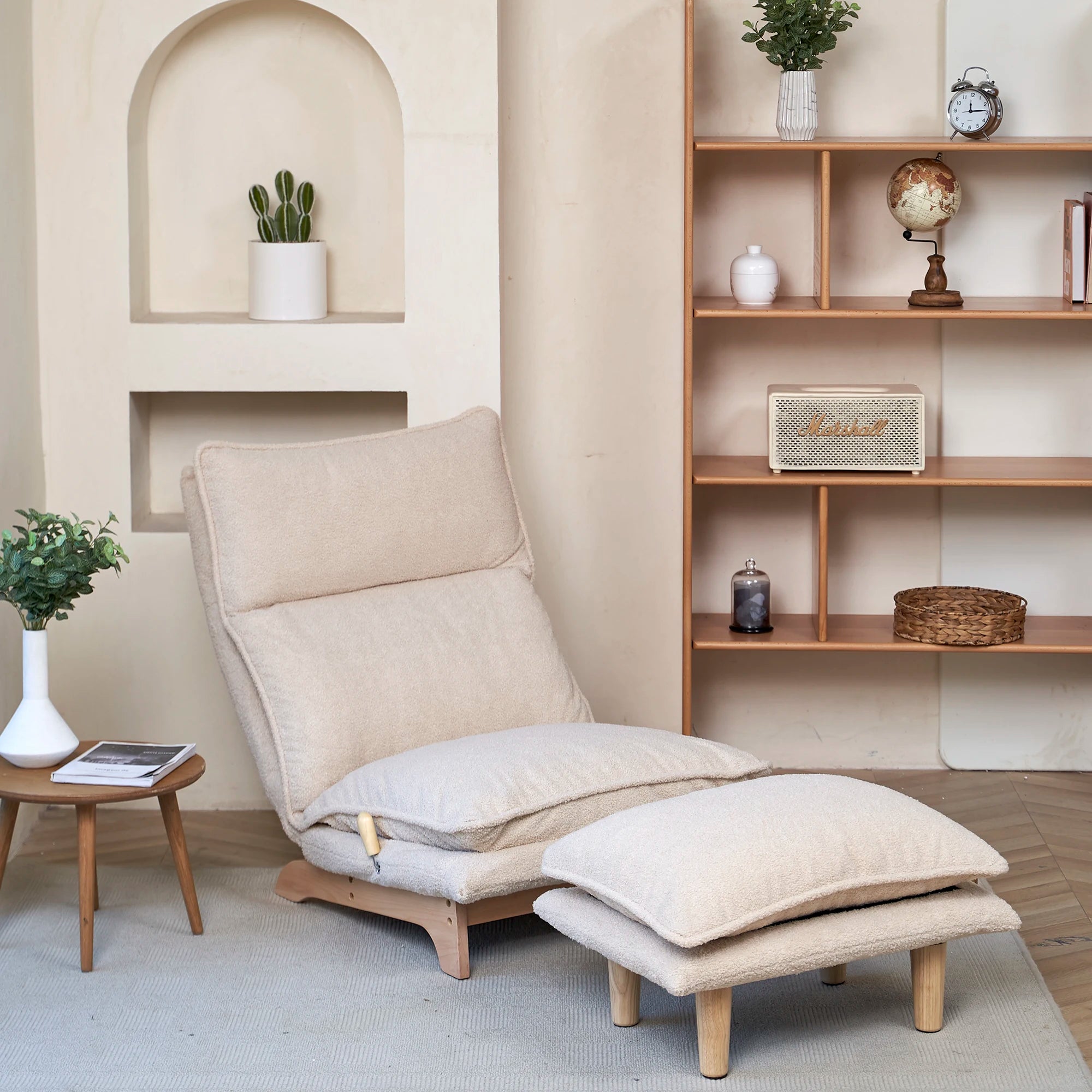 Japanese Tatami Lazy Floor Chair with Ottoman