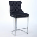 Velvet Counter Height Bar Stools (Set of 2) – Tufted Dining Chairs in White