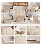 Modern Chenille Armless Accent Chair with Metal Legs – Cozy Neutral Lounge Chair