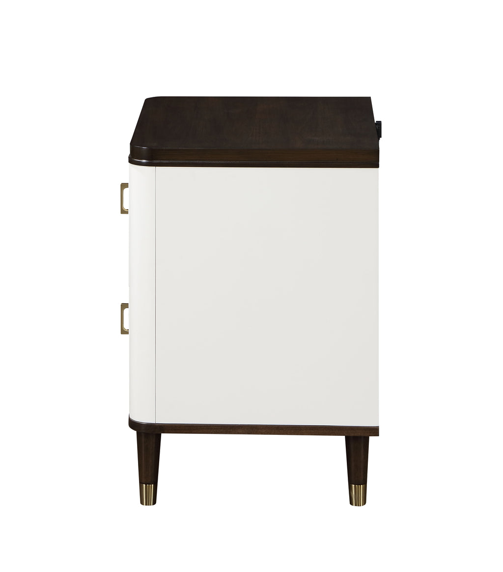 Luxury Modern White Nightstand – USB Charging + Storage