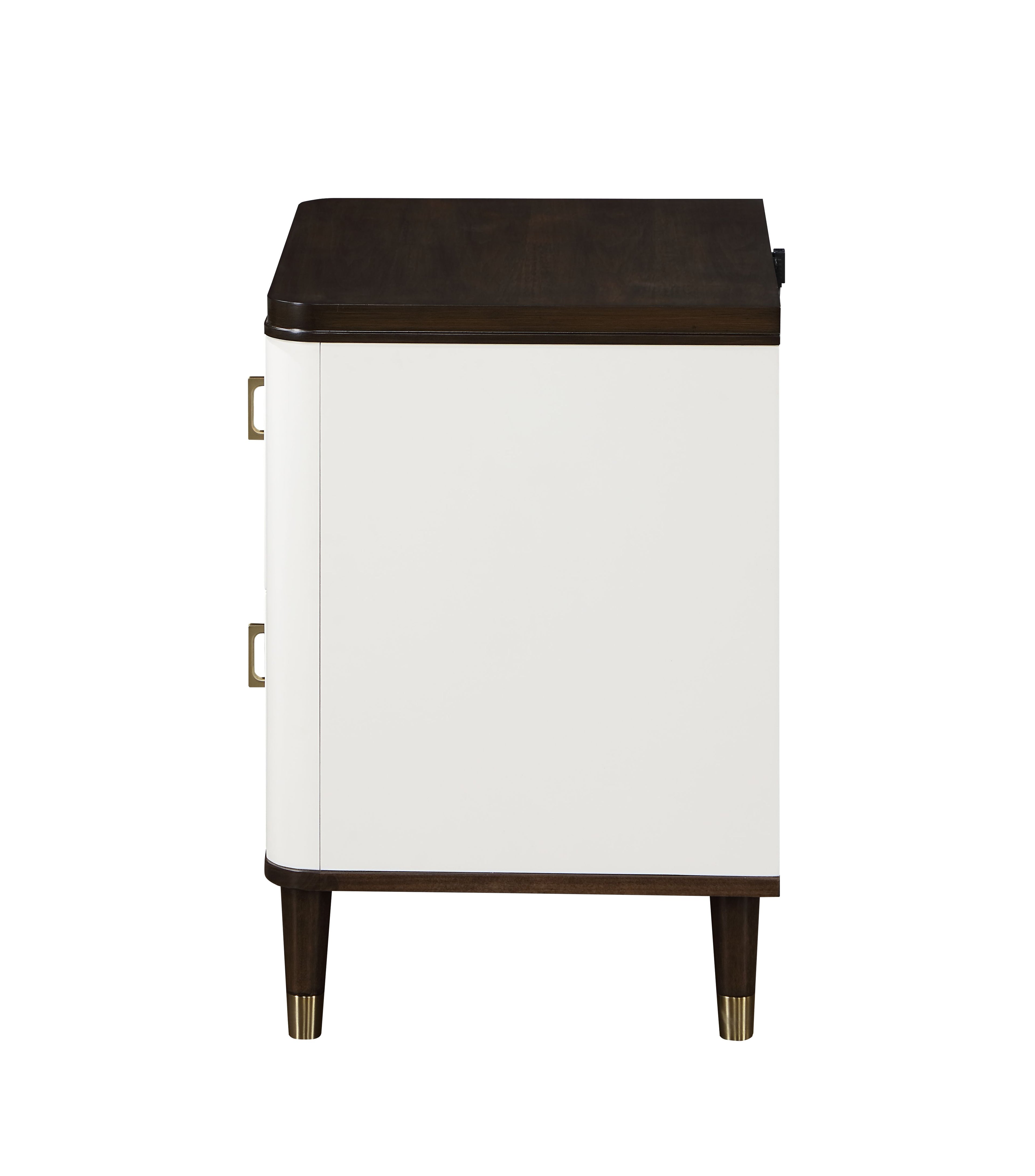 Luxury Modern White Nightstand – USB Charging + Storage