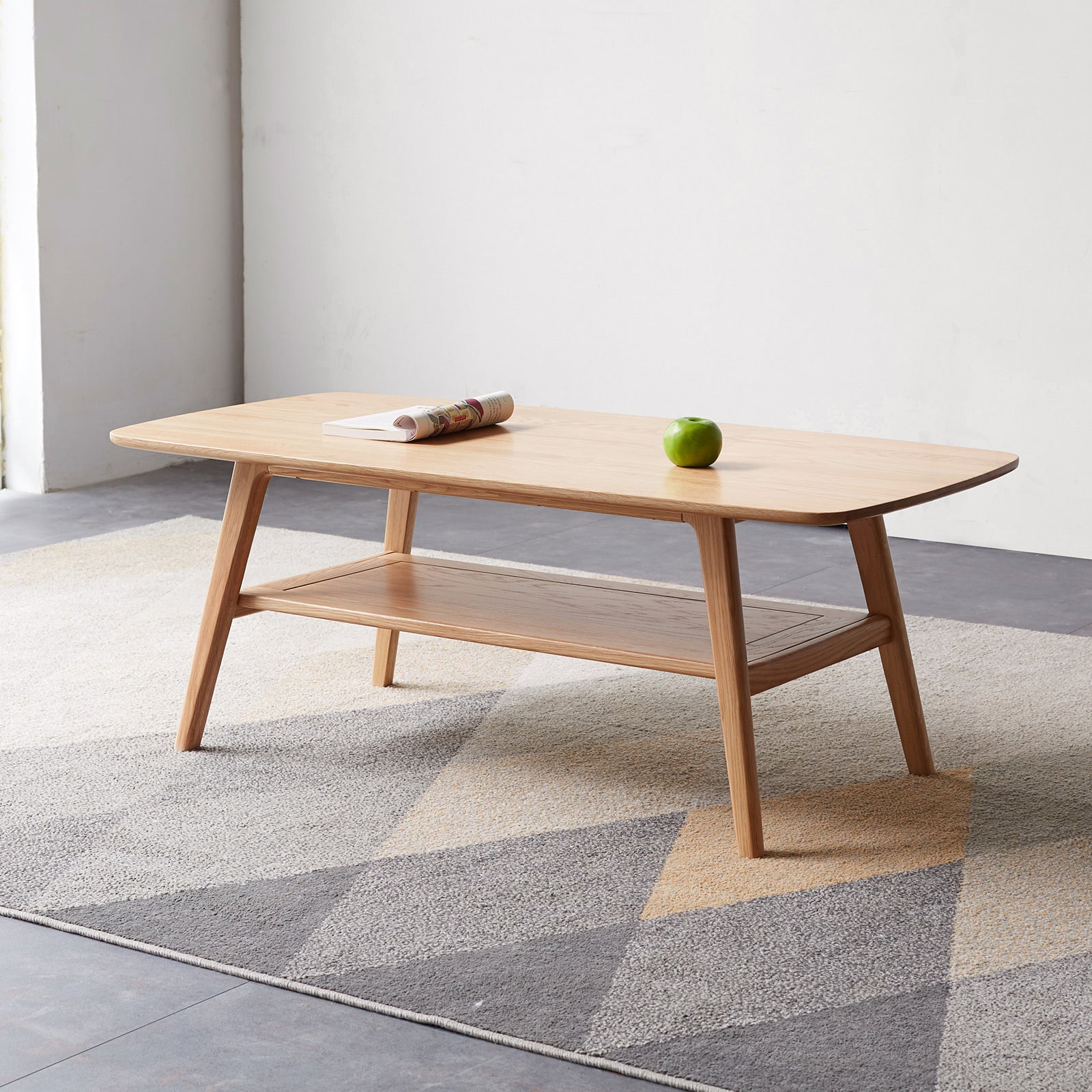 Natural Oak Solid Wood Coffee Table – Modern Living Room Table