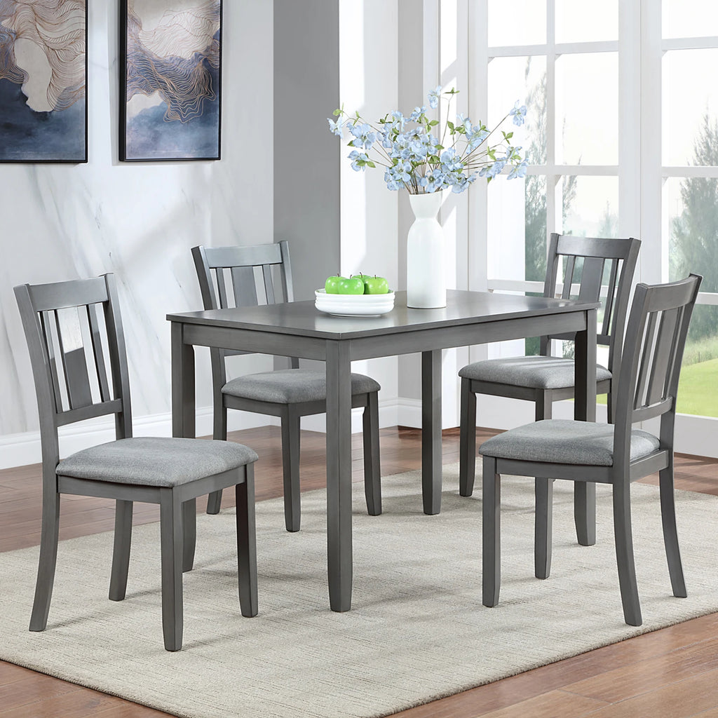 Gray Solid Wood Dining Chairs Set of 4 – Modern Upholstered Kitchen Chairs