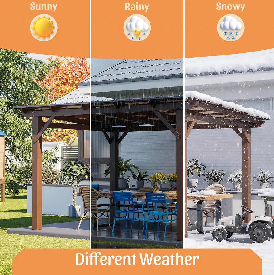 Modern Wooden Garden Gazebo with Metal Roof