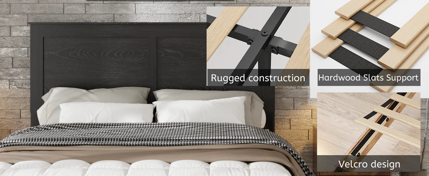 Black Wood Platform Bed Frame