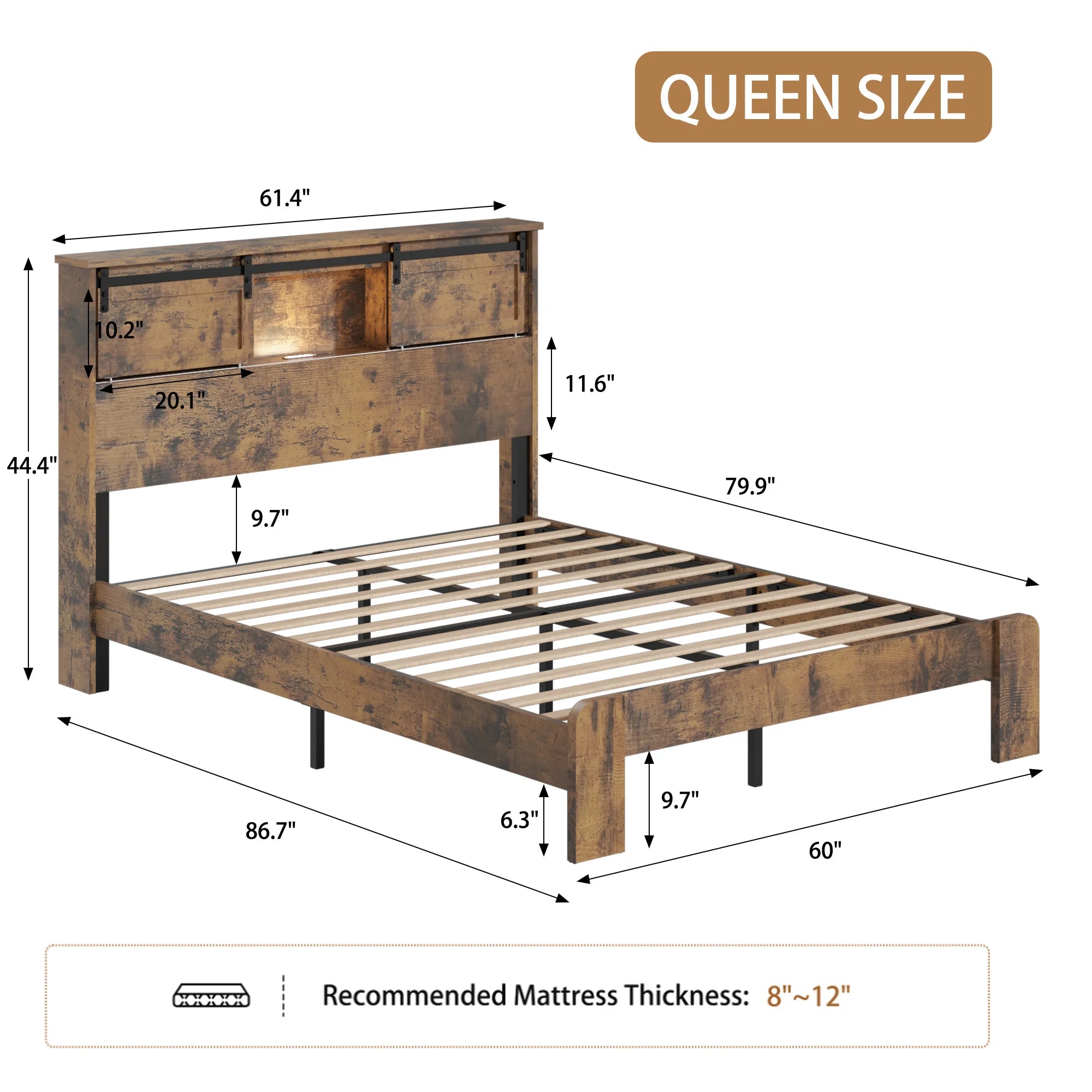 Modern Bed Frame with Built-In Charging Station