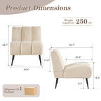 Modern Chenille Armless Accent Chair with Metal Legs – Cozy Neutral Lounge Chair