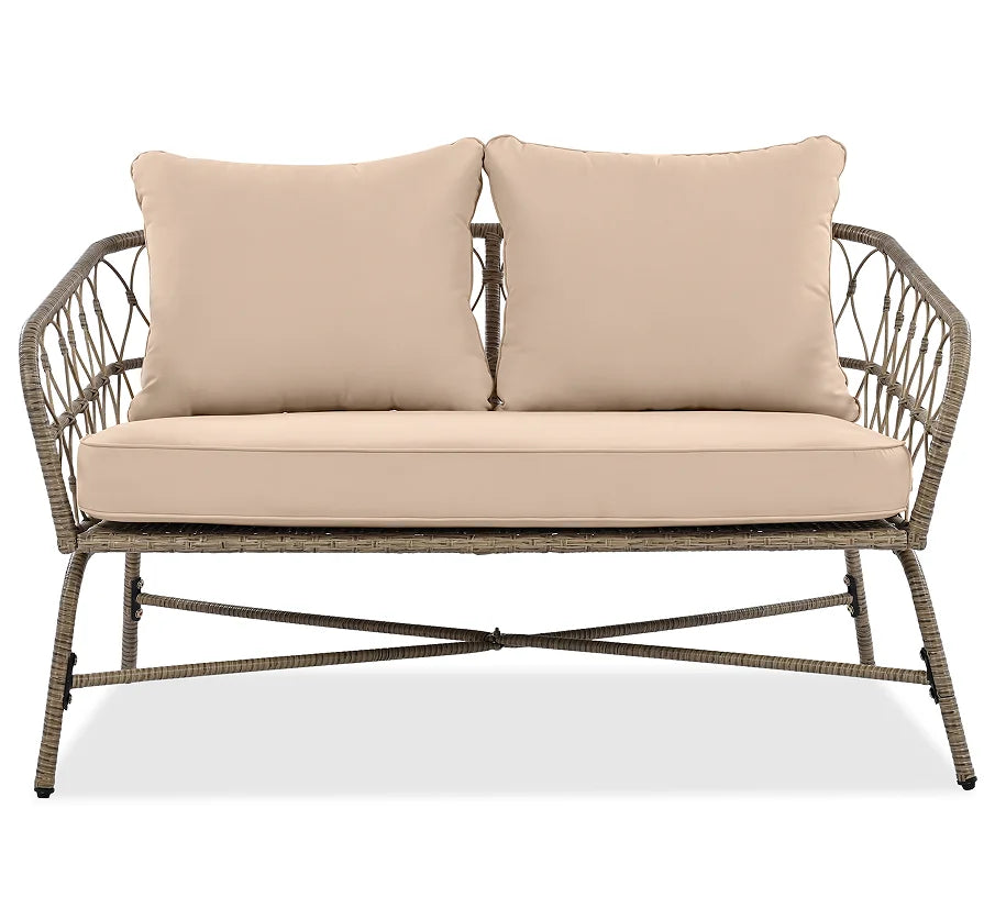 Boho-Inspired 4-Piece Outdoor Wicker Patio Set with Cushions and Coffee Table