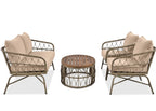 Boho-Inspired 4-Piece Outdoor Wicker Patio Set with Cushions and Coffee Table
