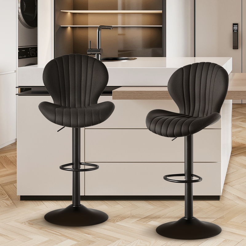 Adjustable Swivel Bar Stool with High Back – Fabric Counter Height Chair