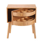 Natural Modern Wood Nightstand with Hidden Storage – Rotating Compartment Side Table (2)