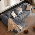Oversized Chenille Cloud Sectional Sofa – Boneless L-Shaped Deep Seat Couch