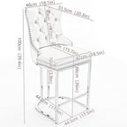 Velvet Counter Height Bar Stools (Set of 2) – Tufted Dining Chairs in White