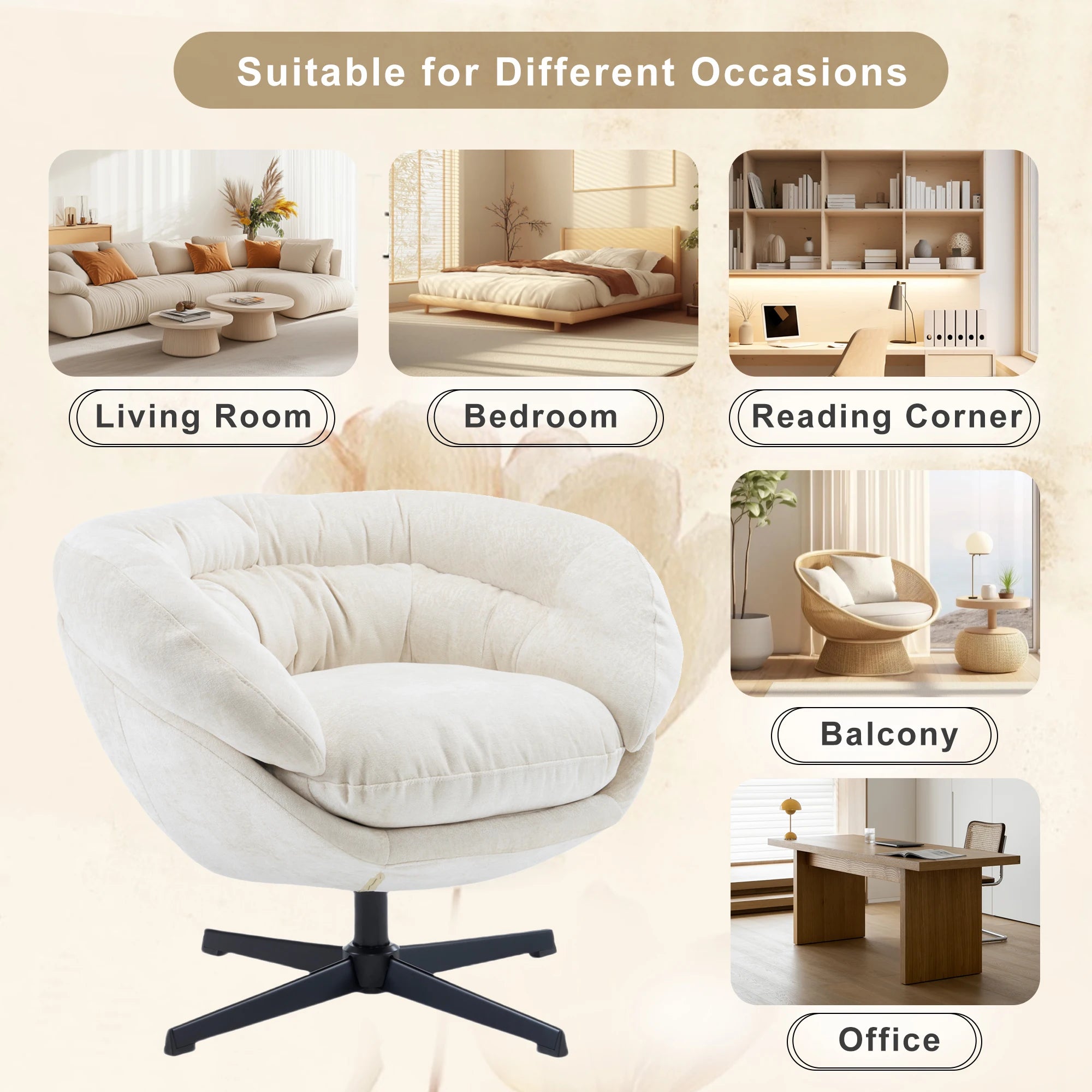 Chenille Swivel Accent Chair