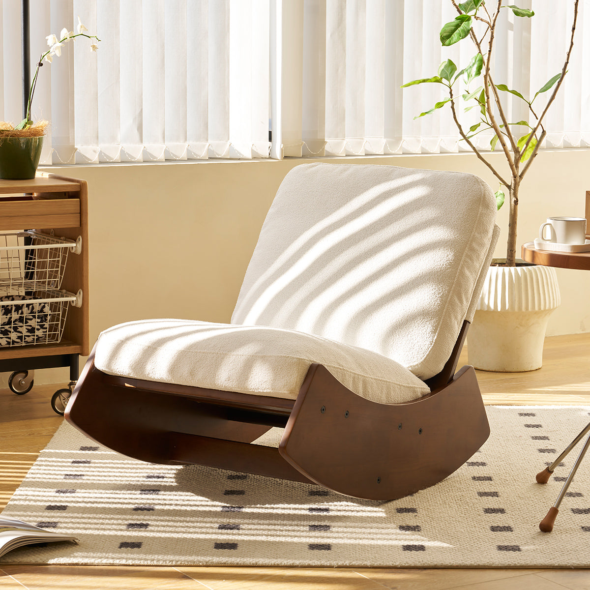 Upholstered Glider Rocking Chair – Wooden Frame Accent Lounge Chair