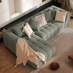 Oversized Chenille Cloud Sectional Sofa – Boneless L-Shaped Deep Seat Couch