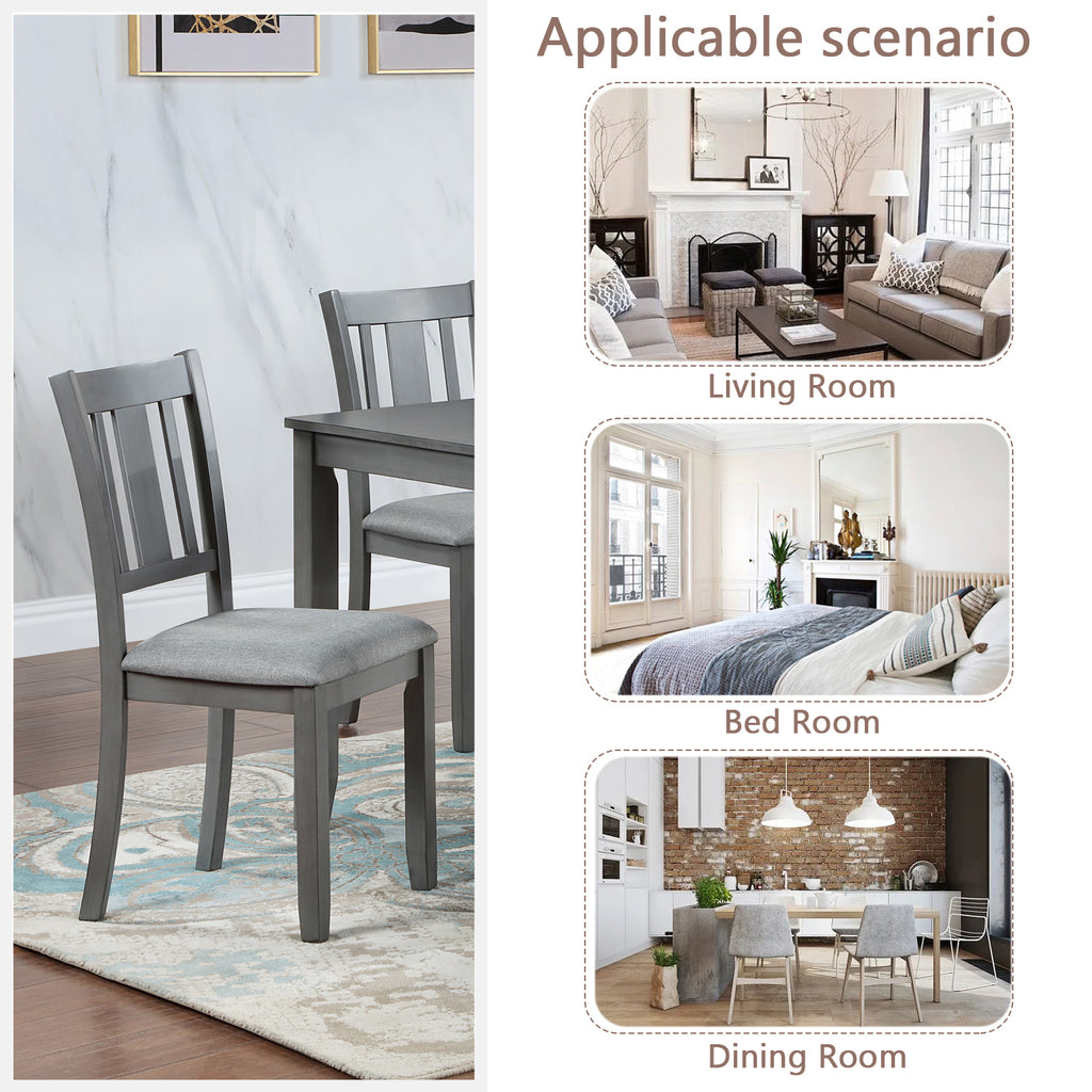 Gray Solid Wood Dining Chairs Set of 4 – Modern Upholstered Kitchen Chairs
