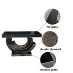 Black Mirrored Diamond Crush Crescent Console Table – Glam Entryway Sofa Table