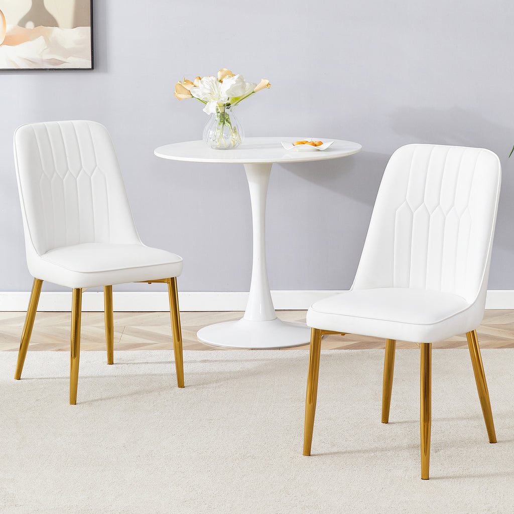 Elegant White & Gold Dining Chairs – Modern Glam Set of 2