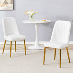 Elegant White & Gold Dining Chairs – Modern Glam Set of 2