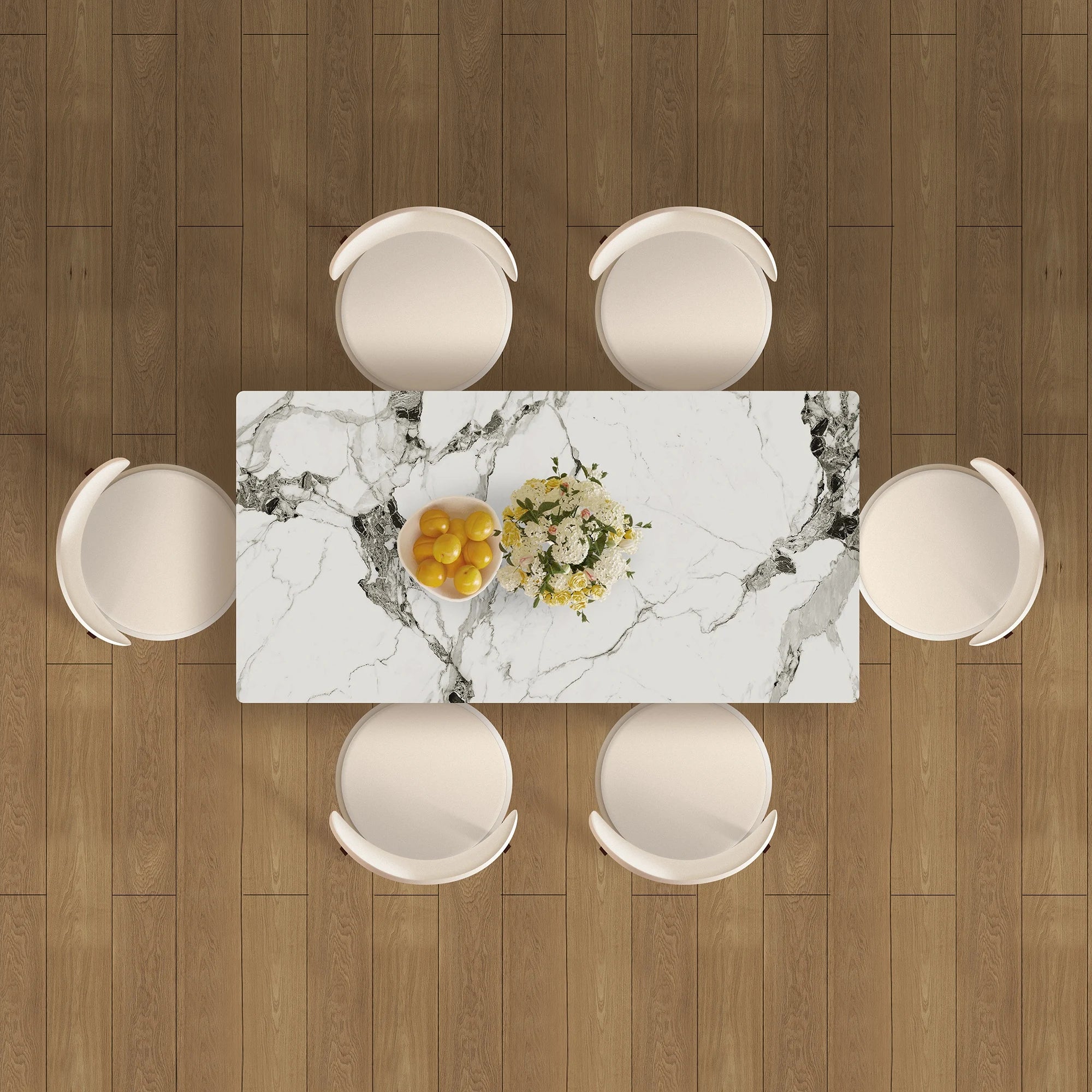 Ivory Luxe Dining Table Set – 7 Piece Dining Set