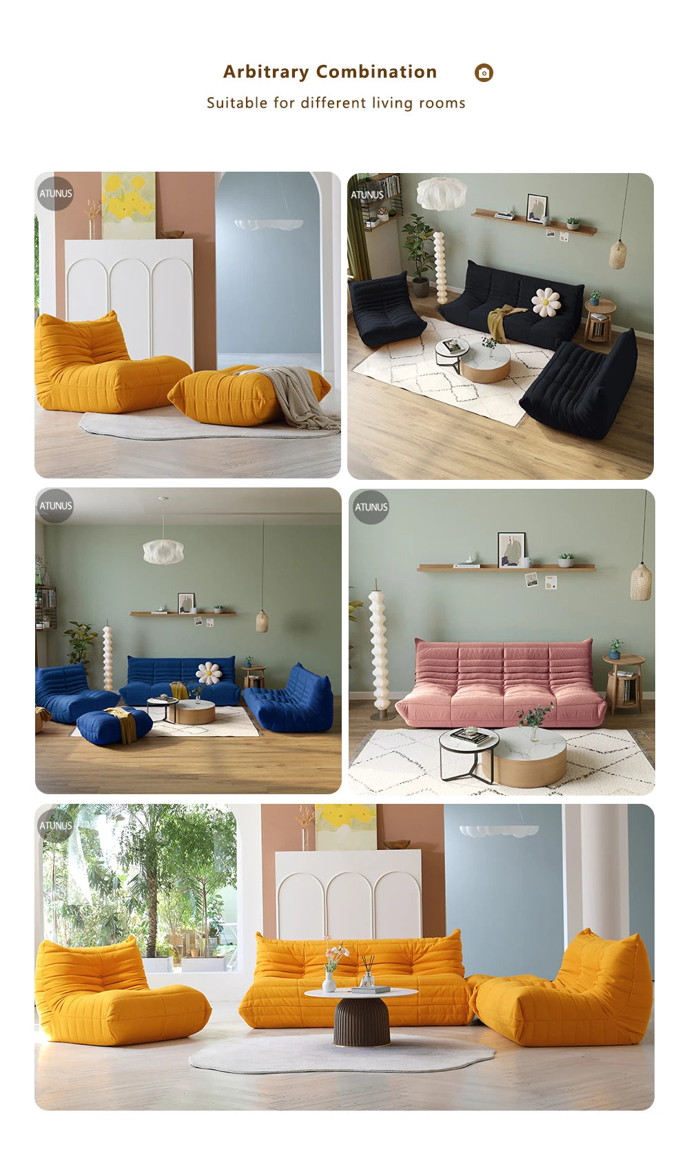 Nordic Modular Lazy Sofa Set – Sofa & Loveseat