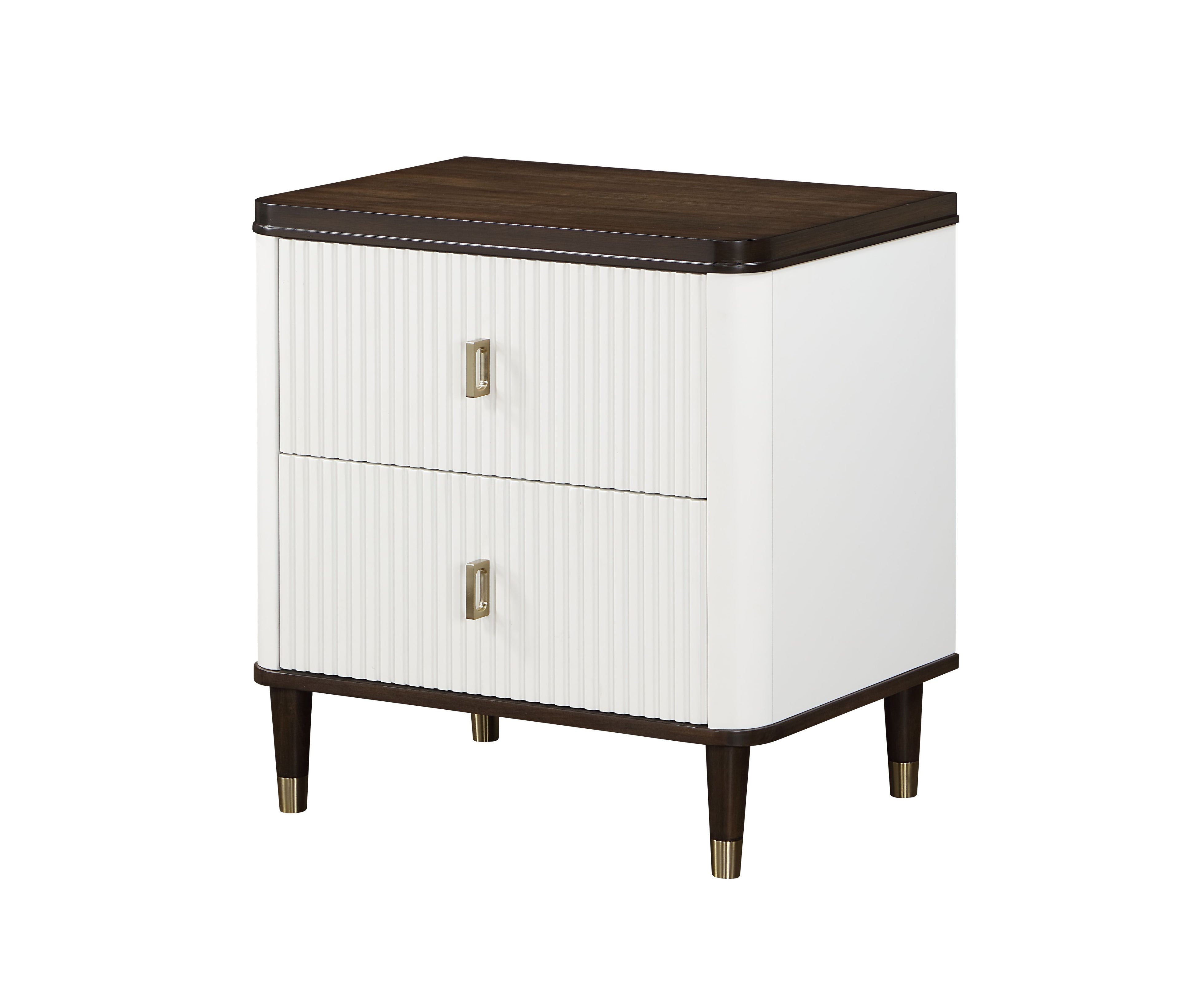 Luxury Modern White Nightstand – USB Charging + Storage