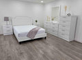 White Queen Button Tufted Bedroom Set with Dresser, Chest, Mirror & Nightstands