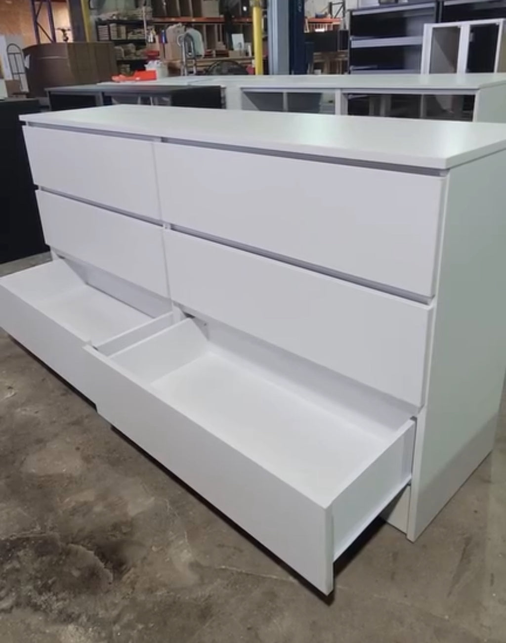 Modern White 6-Drawer Handle-Free Dresser
