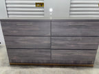 Modern Light Grey Charcoal 6-Drawer Dresser with Chrome Handles