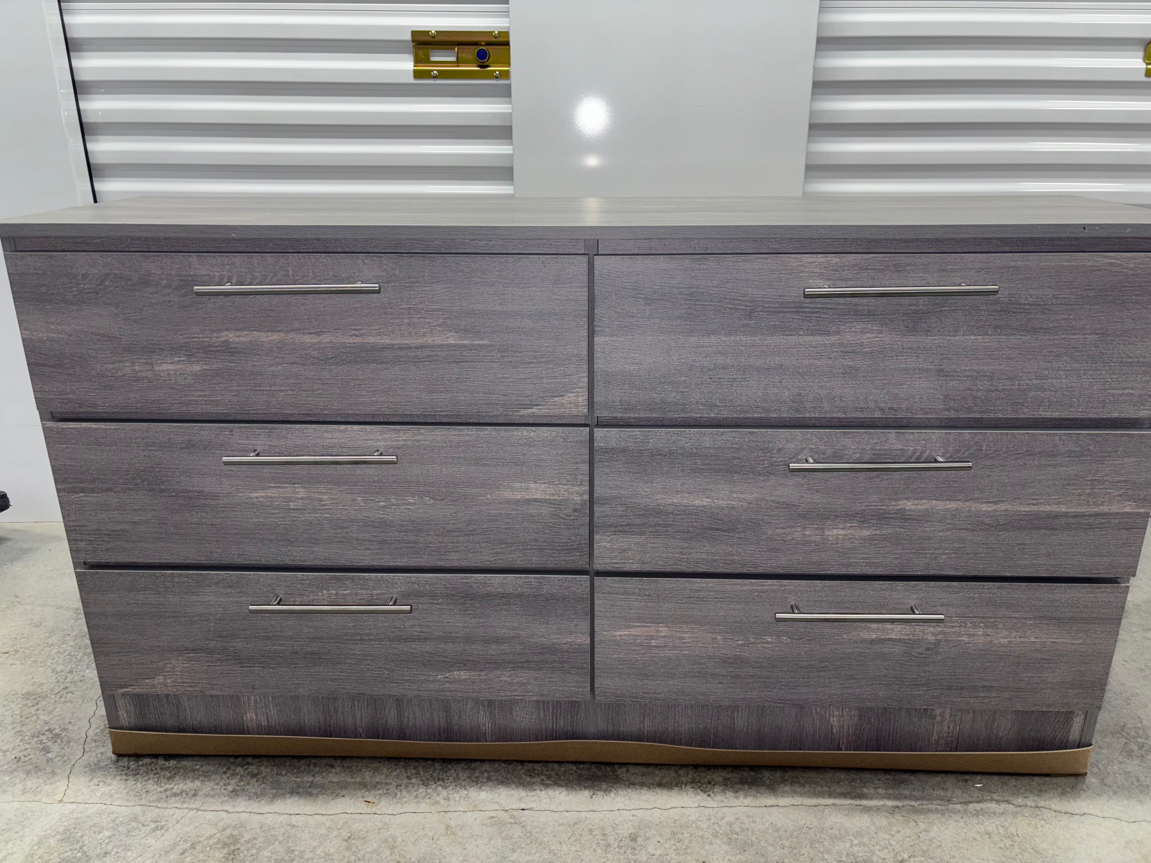 Modern Light Grey Charcoal 6-Drawer Dresser with Chrome Handles
