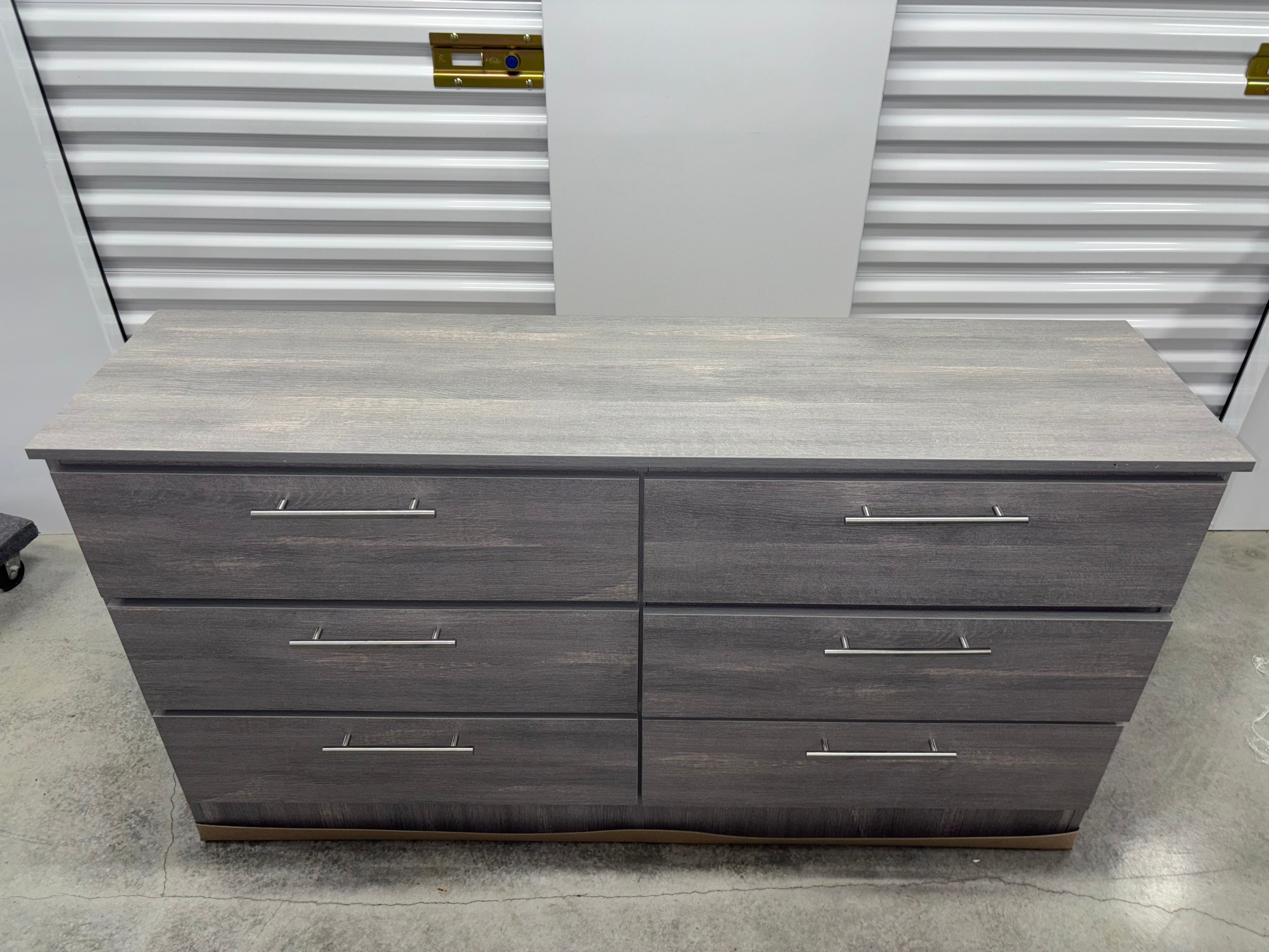 Modern Light Grey Charcoal 6-Drawer Dresser with Chrome Handles