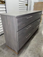 Modern Light Grey Charcoal 6-Drawer Dresser with Chrome Handles