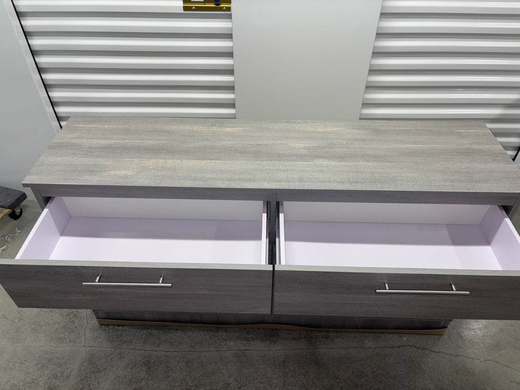 Modern Light Grey Charcoal 6-Drawer Dresser with Chrome Handles