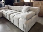 Munich Modern Modular Sectional Sofa – White Beige Fabric with Chaise Lounge