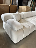Munich Modern Modular Sectional Sofa – White Beige Fabric with Chaise Lounge