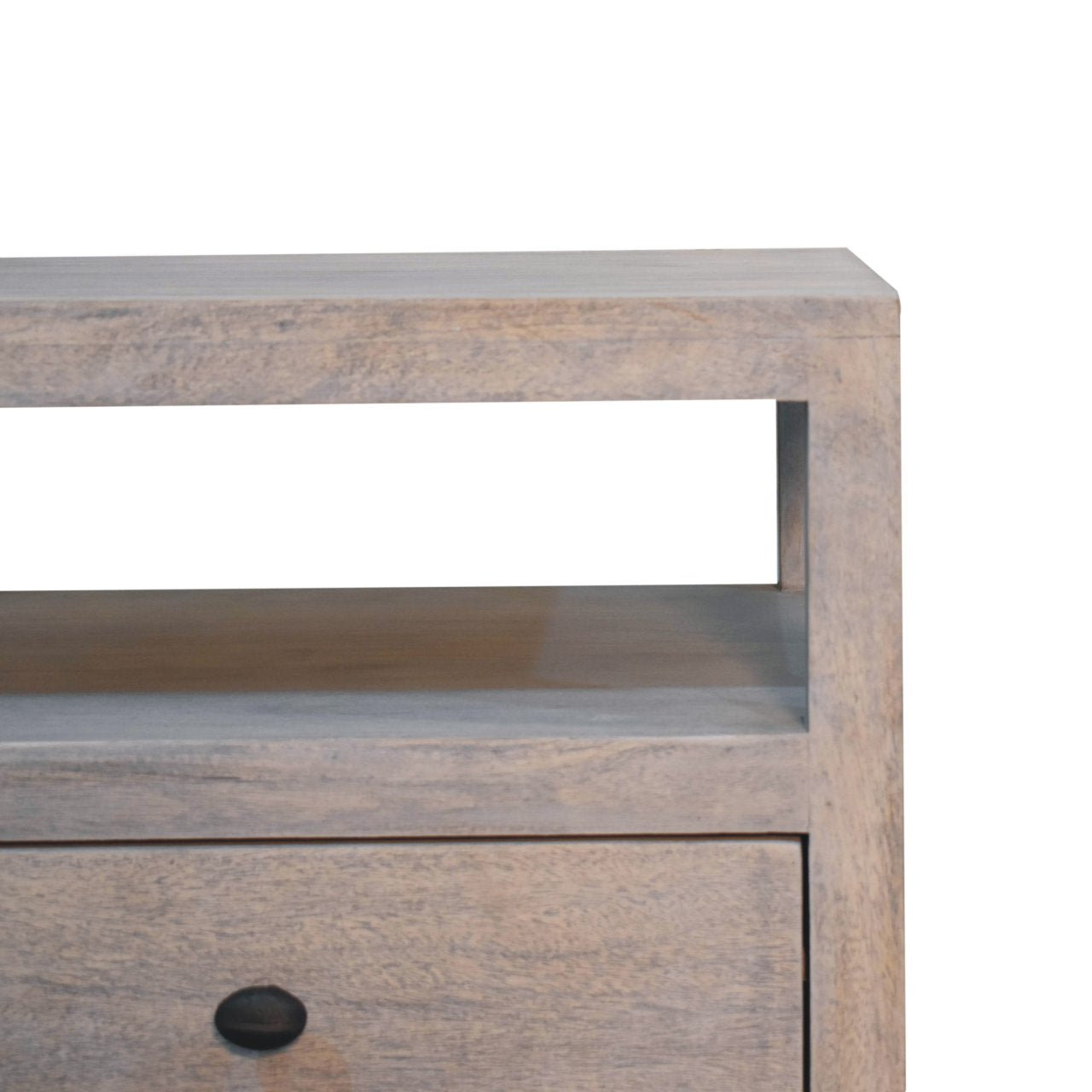 Handcrafted Solid Mango Wood 2-Drawer Nightstand with Open Shelf