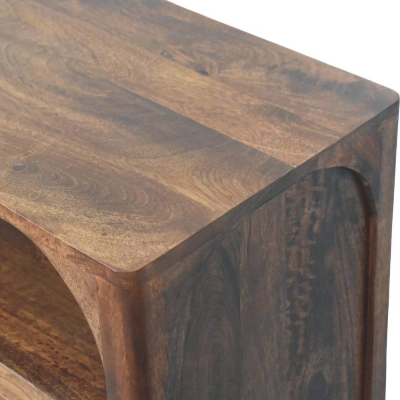 Solid Mango Wood 3-Drawer Storage Chest with Open Shelf