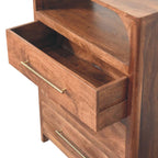 Solid Mango Wood 3-Drawer Storage Chest with Open Shelf