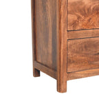 Solid Mango Wood 3-Drawer Storage Chest with Open Shelf