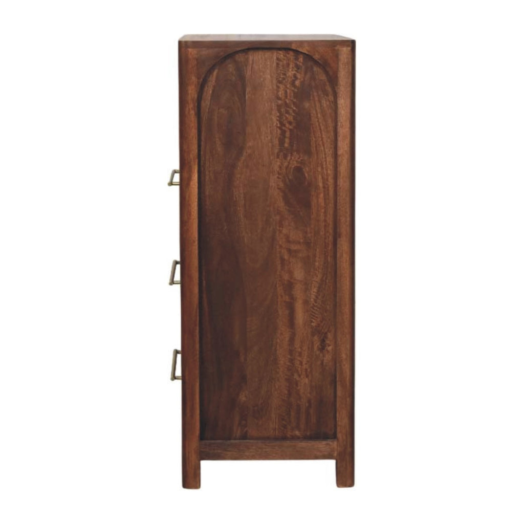 Solid Mango Wood 3-Drawer Storage Chest with Open Shelf