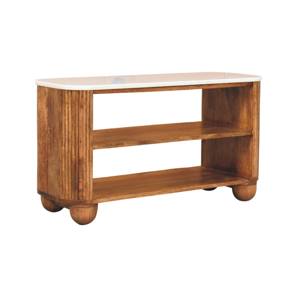Beaumont Marble Shoe Bench – Golden Teak