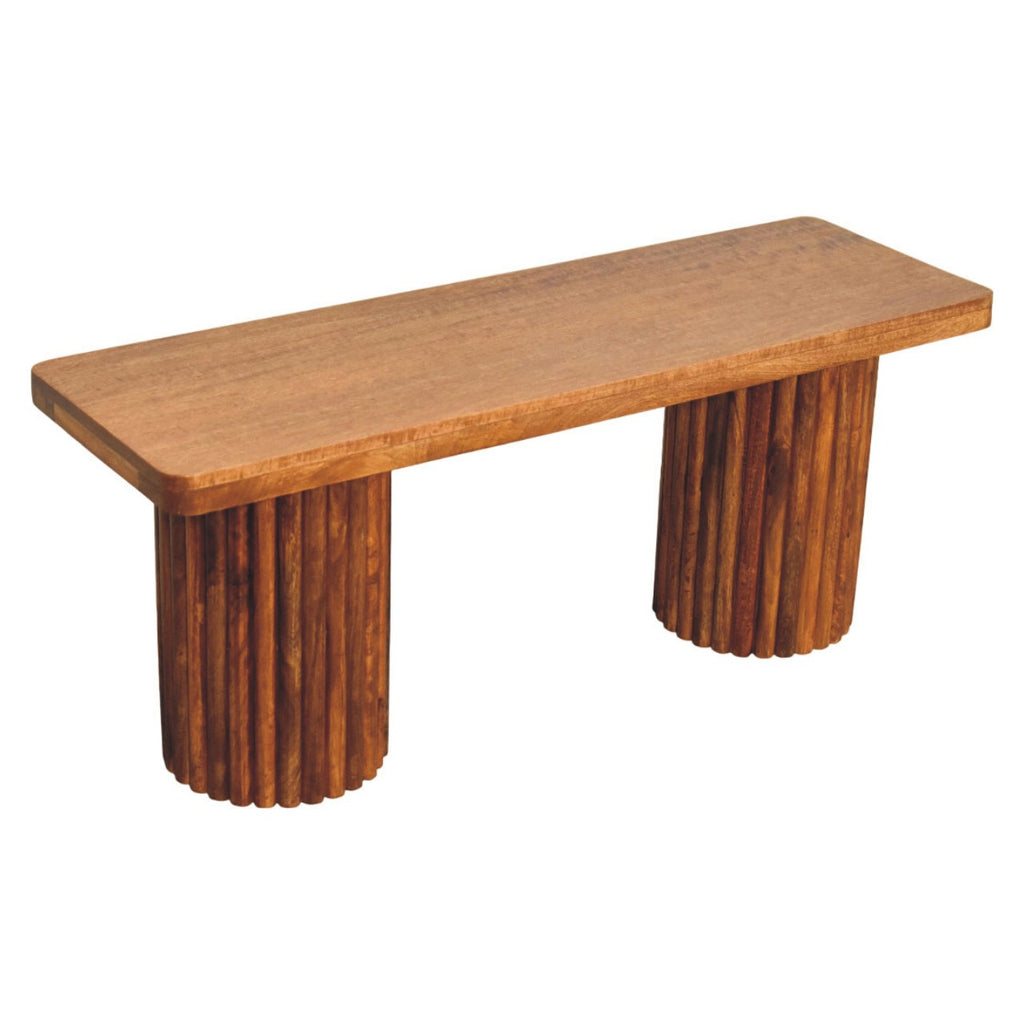 Astoria Fluted Bench – Amber Oak