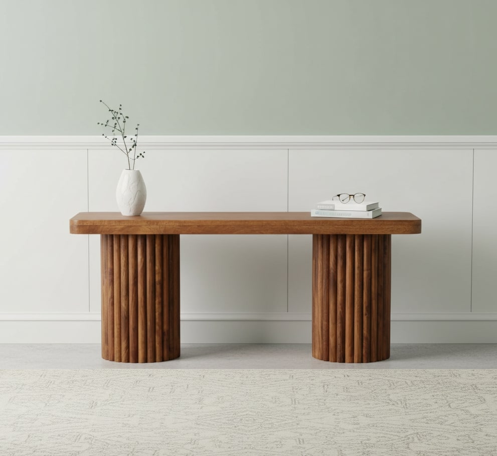 Astoria Fluted Bench – Amber Oak