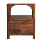 Solid Mango Wood 3-Drawer Storage Chest with Open Shelf