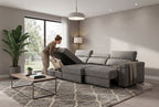 Lucious Gray Double Slider Power Sectional Sofa w/ Storage RAF Chaise