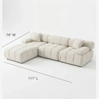 Munich Modern Modular Sectional Sofa – White Beige Fabric with Chaise Lounge