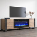 Vesta TV Stand Wood – Grey Fireplace