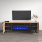 Vesta TV Stand Wood – Grey Fireplace